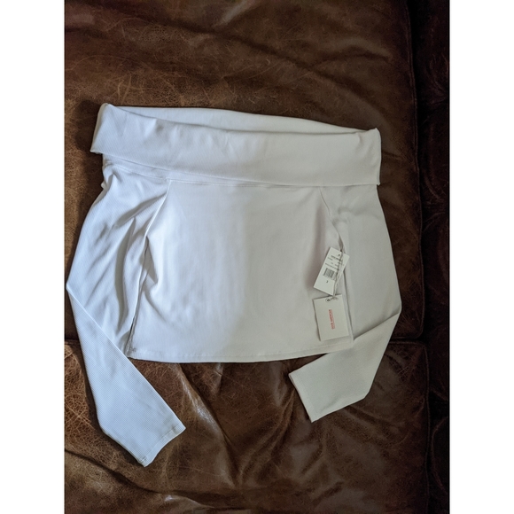 🆕GOOD AMERICAN Rib Fold Over Off Shoulder Top-L - Picture 6 of 14